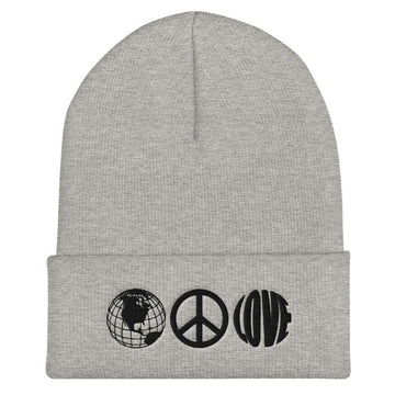 Love and Peace Embroidered Unisex Cuffed Beanie - BUCKET POPCORN